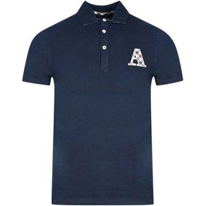 Aquascutum Unisex Volwassen Gepubliceerd Logo Polo Shirt (Marineblauw)