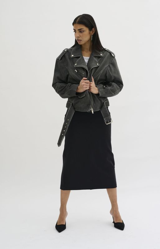 My Essential Wardrobe - Vintage Leren Jas - Zwart - Dames