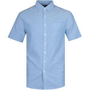 Farah Drayton Oxford-herenoverhemd met korte mouwen en moderne pasvorm, blauw