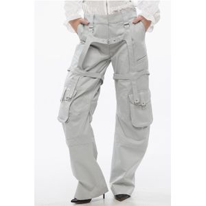 Katoenen PKT-cargobroek met harnasdetails in grijs