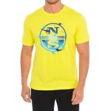 North Sails - T-shirt - Geel - Katoen - Korte Mouwen met Geribbelde Afwerking