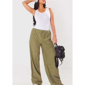 Sage Green Cord Tie Waist Low Rise Broek