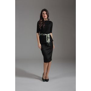 Conquista - Pencilrok - Zwart - Geweven Brokaatstof - Midi-lengte