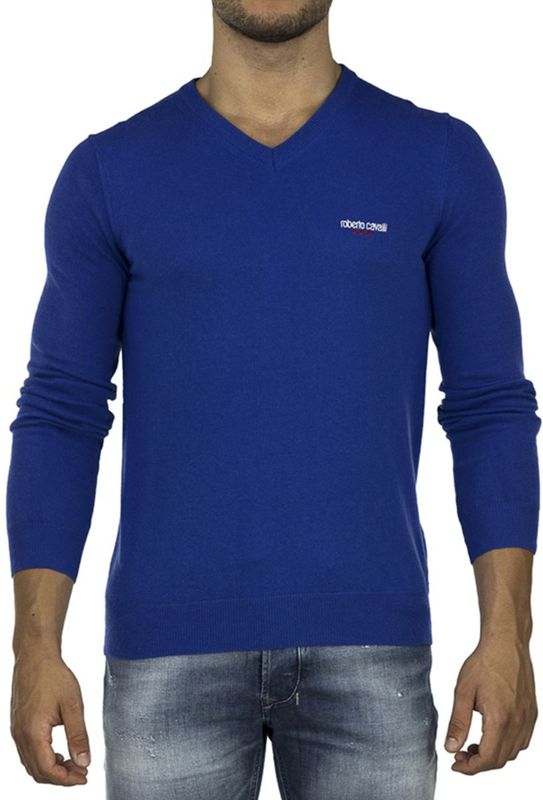 Roberto Cavalli - Gebreide Trui - Blauw - 50% Polyamide 40% Viscose 10% Angora