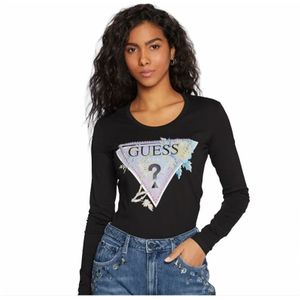 T-shirt Guess Woman Groot logo driehoek bloemen