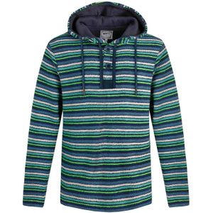 Weird Fish Heren Payson Gestreepte Macaroni Knopnek Hoodie (Ensign Blauw)