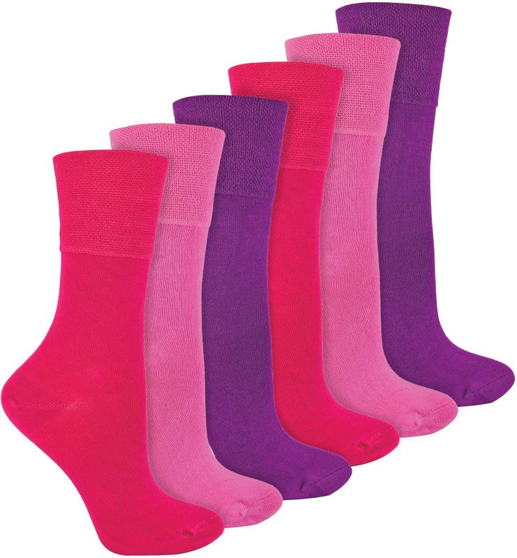 IOMI - Set van 6 Bamboesokken - Roze - Voor Diabeten - Dames