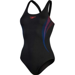 Women's Speedo Placement Muscleback Swimsuit In Black Red - Maat 48
