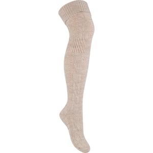 Steven - Dames 1 Paar Over De Knie Wol Sokken | Winter Warme Lange Sokken - Beige
