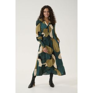 CULTURE - Dana - Lange Damesjurk - Elegante Snit - Ronde Hals - Korte Mouwen