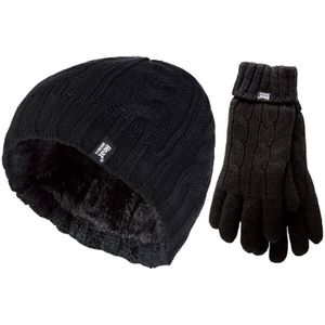 Heat Holders - Damesmuts en handschoenenset voor de winter - Zwart