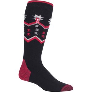 Heat Holders Dames lichtgewicht thermo skisokken - Zwarte Fairisle