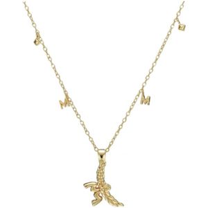 Mcm dames goud 3D logo laurier charme hanger ketting mejasmm05dg001