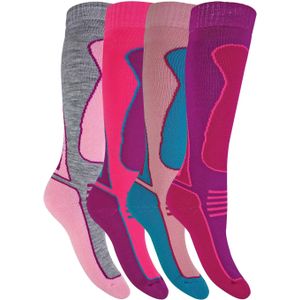 4 paar lange kniehoge skisokken van wolmix voor kinderen - SL202 Meisjes