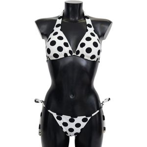 Dolce & Gabbana Dames Zwart Wit Polka Print Tweedelige Zwemkleding Bikini - Maat S