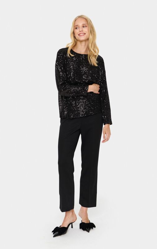 Blouse met lange mouwen Regular fit black