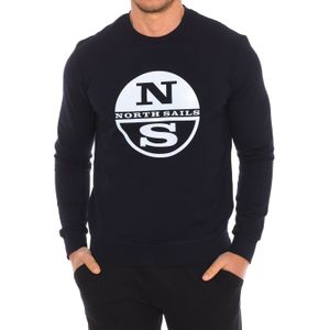 North Sails - Sweatshirt - Blauw - Geribbelde Ronde Hals - Heren