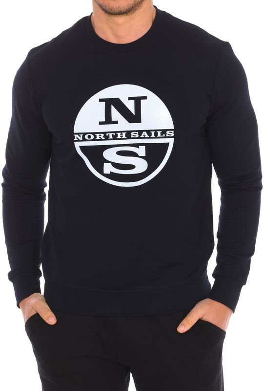 North Sails - Sweatshirt - Blauw - Geribbelde Ronde Hals - Heren