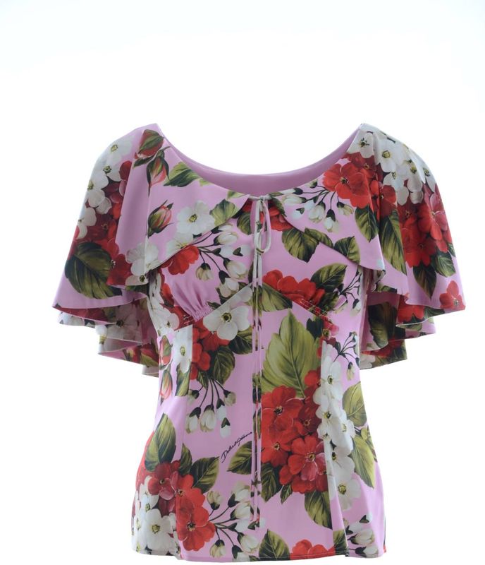 Dolce & Gabbana - Blouse - Roze - Korte Mouwen - Bloemenprint