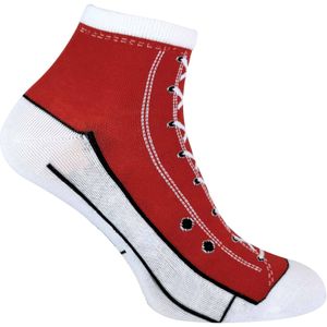 Set van 2 uniseks katoenen sokken die op schoenen lijken - Rood