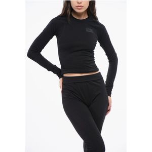 MM6 SALOMON Sport T-shirt met ronde hals en reliëf ton-on-ton in zwart