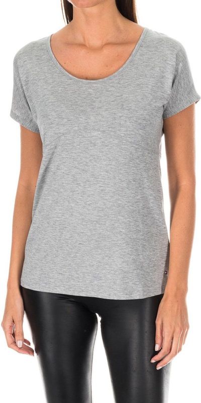 T-shirt - Gemarmerd Grijs - Dames - Korte Mouwen - Ronde Hals