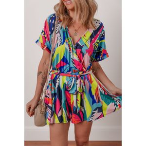 Abstract Print Wikkel Jumpsuit