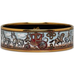 Vintage HermÃ¨s Brede Emaille Bangle Blauw