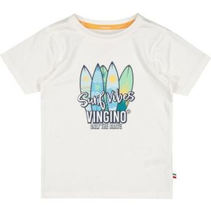 Vingino T-shirt HEIKO Met Printopdruk Offwhite - Maat 4J / 104cm