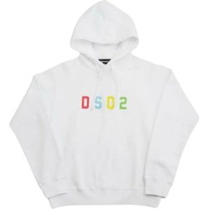 Dsquared2 veelkleurige DSQ2-logo witte hoodie