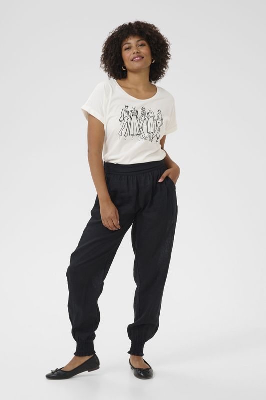 Cream - Broek 'Bellis' - Zwart - Capri Broeken - 7/8 Lengte - Loosefit