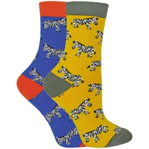 2 Paar Bamboe Sokken Jongens | Mr Heron | Sokken met dierenpatroon voor kinderen | Sokken met nieuw ontwerp - Zebra