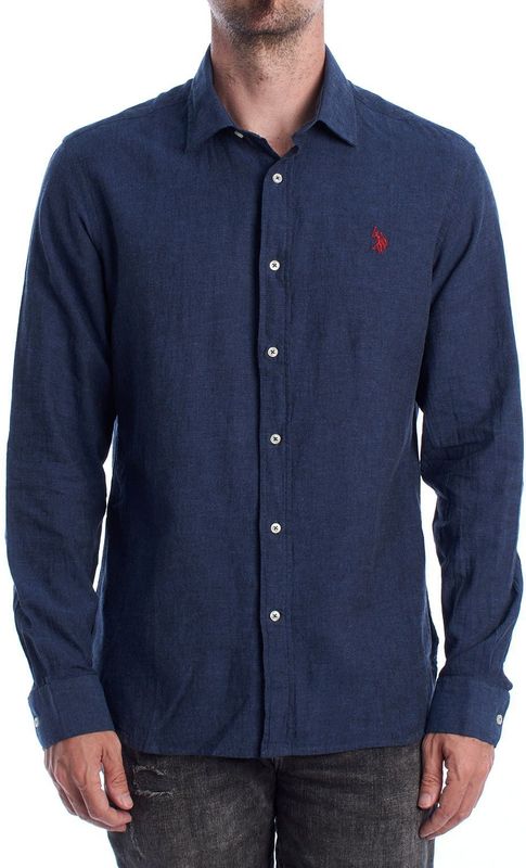 U.S. Polo Assn. - Langärmelige Hemd - Blauw - Leinen/Baumwolle