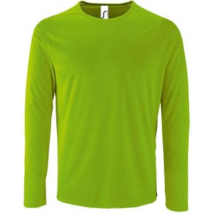 SOLS Heren Sportief T-Shirt Met Lange Mouwen (Neon Groen) - Maat M