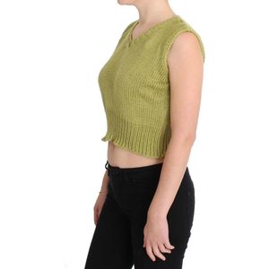 Pink Memories Womens Groen Gebreid Katoenen Mouwloos Trui Vest