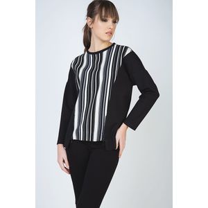 Conquista Fashion - Gestreepte Top - Lange Mouwen - Ritsdetail