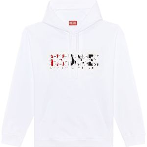 Diesel - Hoodie - Wit - Dubbel Vernietigd Logo