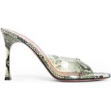 Amina Muaddi - Alexa Glass 95 - Sandalen - Groen - Slangeffect