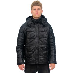Heren - Pufferjack - Zwart - Leren - Alicante