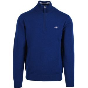 Men's Gant Superfine Lambswool Half Zip Sweatshirt In Blue - Maat 3XL