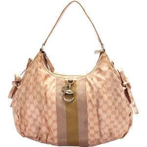 Vintage Gucci GG Canvas Web Shoulder Bag Pink
