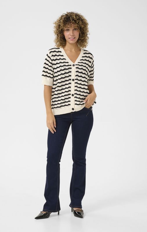 Vest Straight fit Salt Pepper Stripe black white