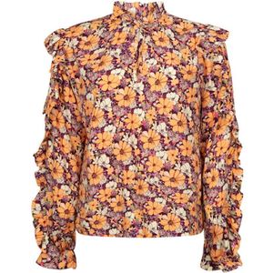 Aaiko blousetop ROMY VIS 516 met all over print en ruches roze