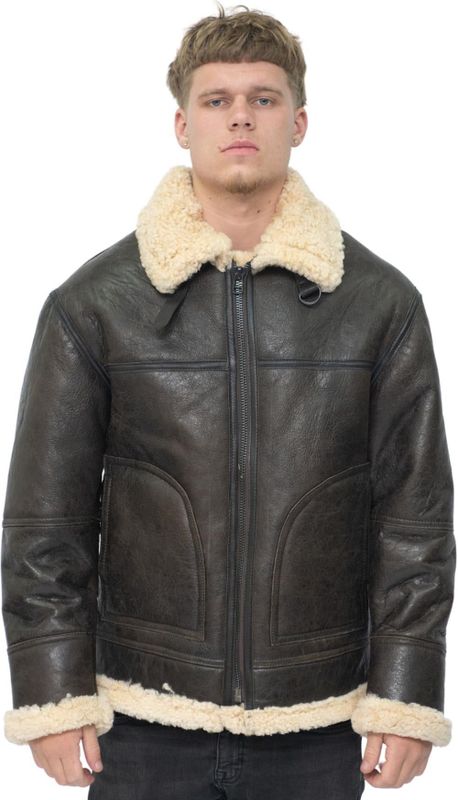 Heren - B3 Shearling - Pilotenjack - Tabakskleur - Dubbelzijdige Schapenvacht