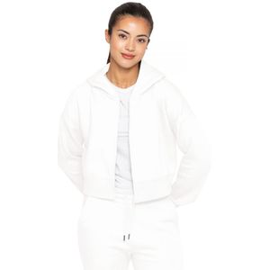 Enzo | Dames cropped hoodie met rits - gebroken wit