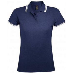 SOLS Dames/dames Pasadena getipt korte mouw Pique Polo Shirt (Franse marine / Wit)