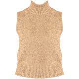 Pinko - Mouwloze Blouse - Beige - Polyester - Hoge Kraag