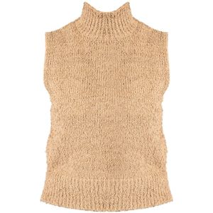 Pinko - Mouwloze Blouse - Beige - Polyester - Hoge Kraag