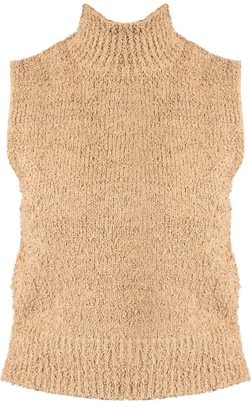 Pinko - Mouwloze Blouse - Beige - Polyester - Hoge Kraag