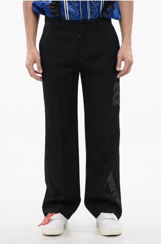 Broek - Zwart - 4 Zakken - Borduurwerk - Ritssluiting - Riemlussen